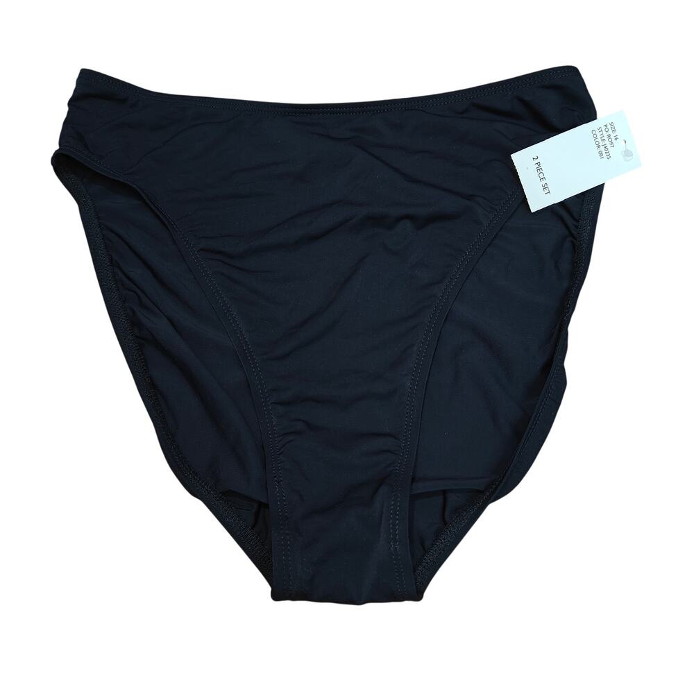 Vintage Jantzen Solid Black Bikini Bottoms High Cut Womens 16